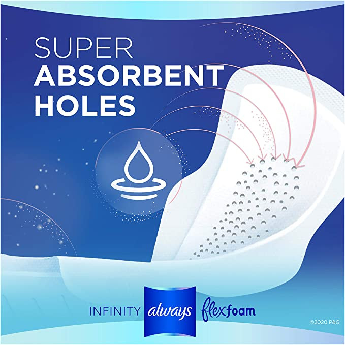 Always Infinity Pads with Wings, Size 5, Unscented, Extra Heavy Overnight Absorbency