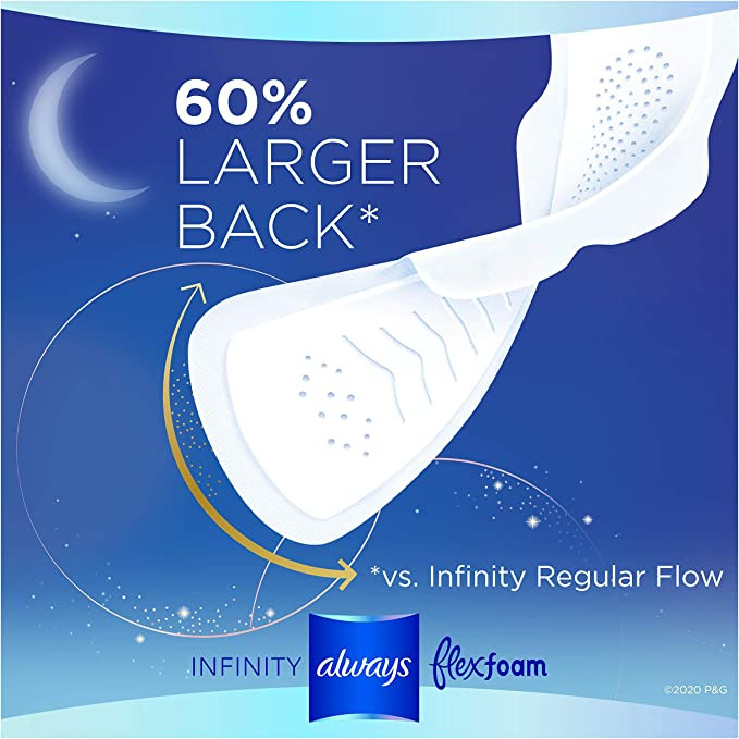Always Infinity Pads with Wings, Size 5, Unscented, Extra Heavy Overnight Absorbency