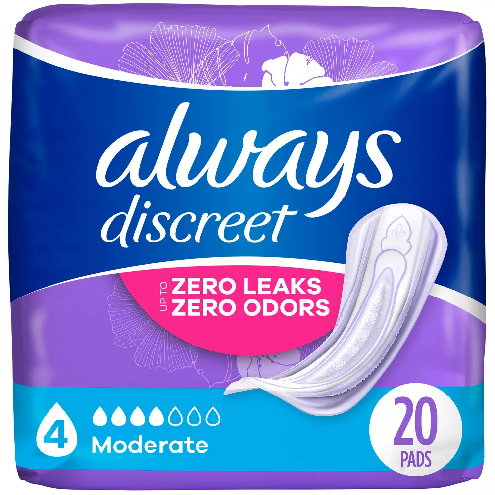 Always Discreet Incontinence Pads, Moderate Absorbency