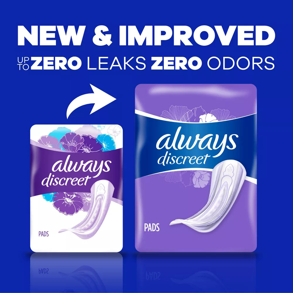 Always Discreet Incontinence Pads, Moderate Absorbency
