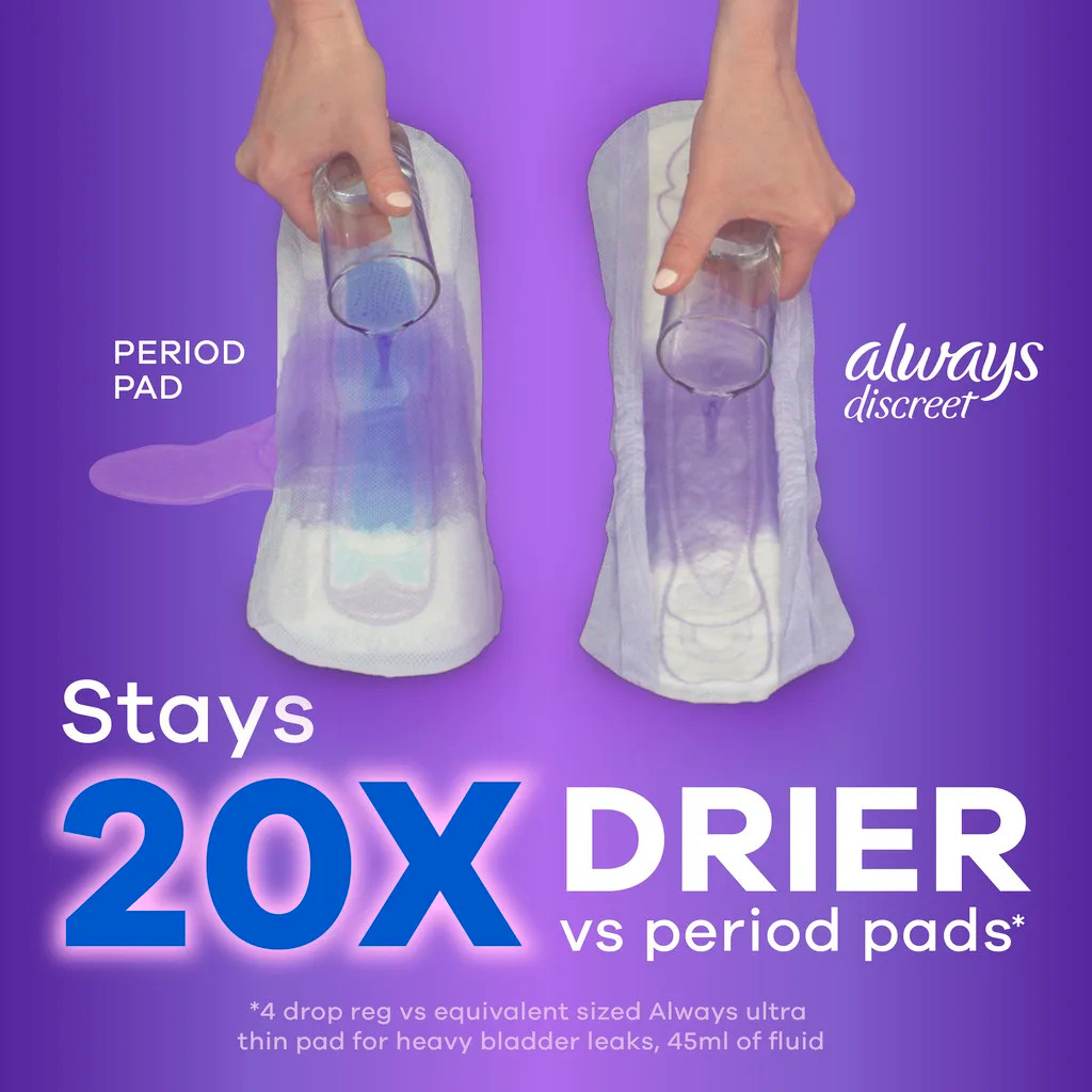 Always Discreet Incontinence Pads, Heavy Absorbency