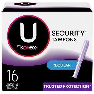 U by Kotex Security Tampons, Regular Absorbency, 51569, Pack 0f 16