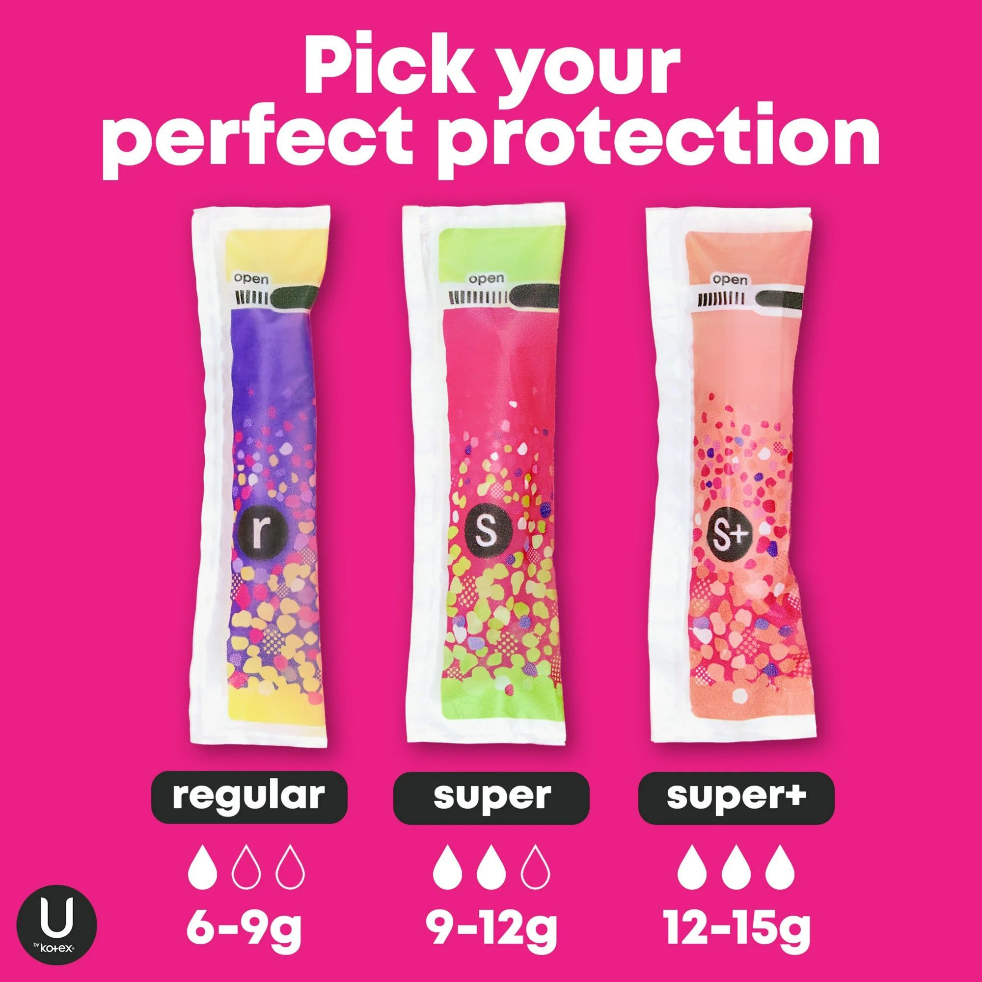 U by Kotex Security Tampons, Super Absorbency, 51570, Pack of 16