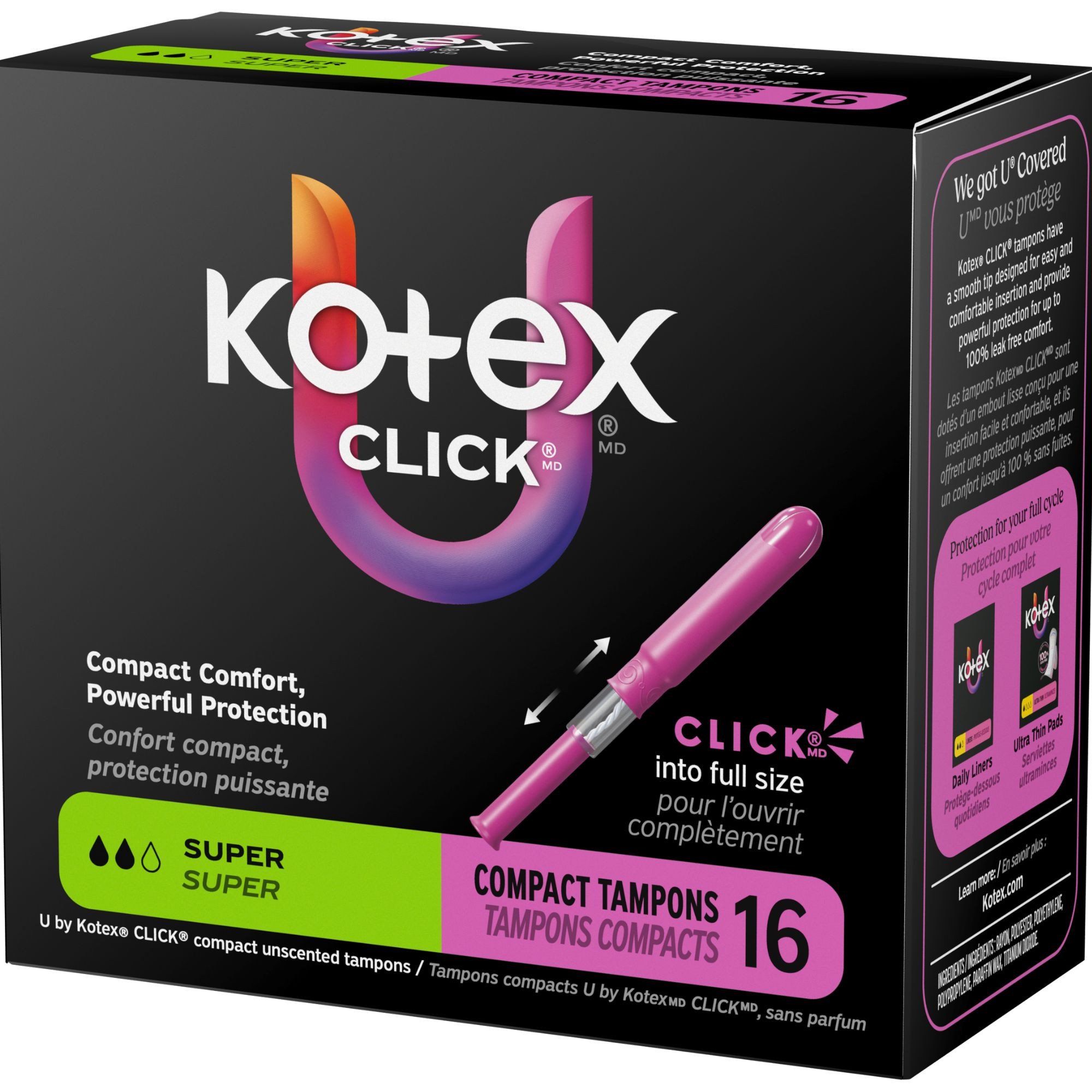 U by Kotex  Click Compact Tampons, Super Absorbency