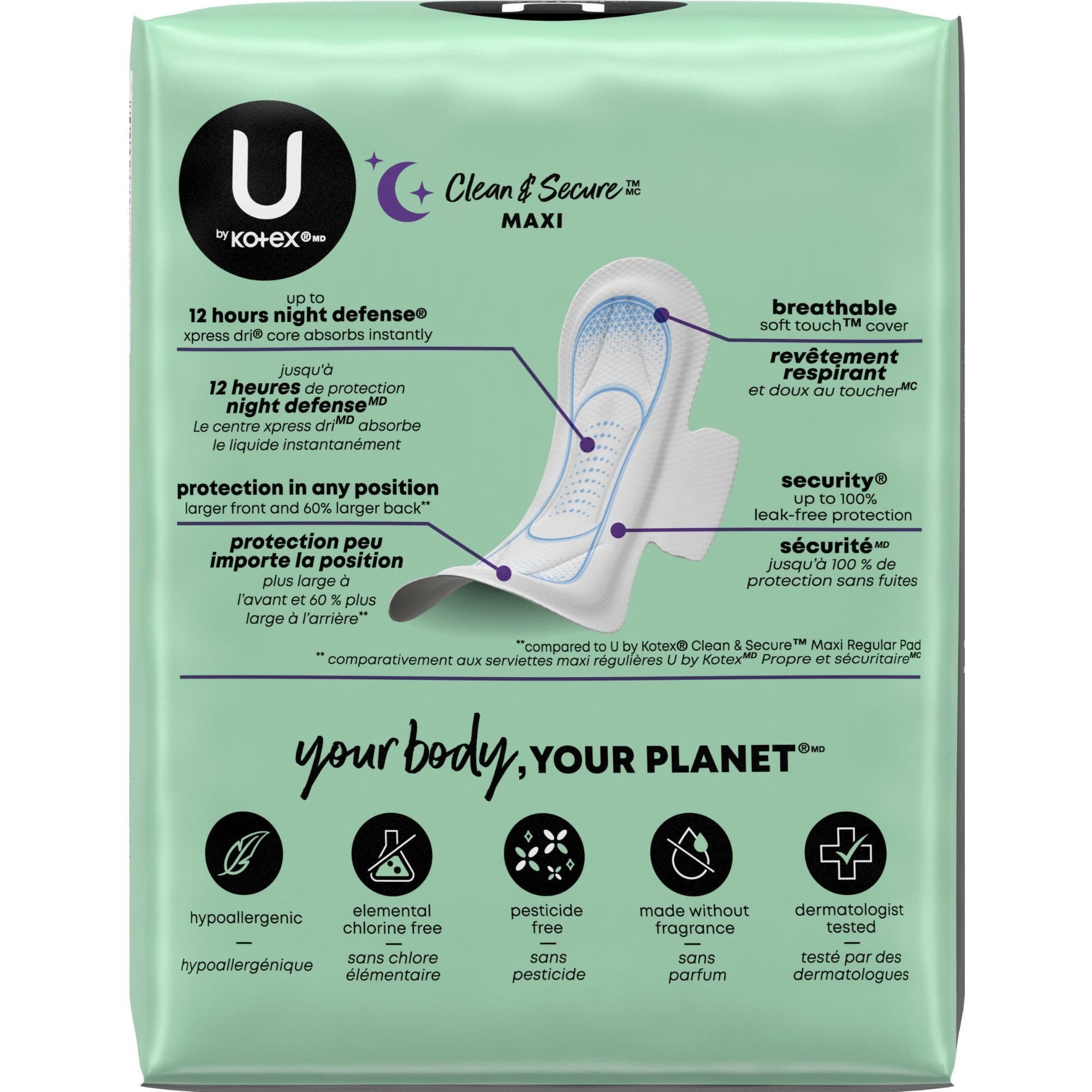U by Kotex Security Ultra Thin Pads, Overnight Absorbency