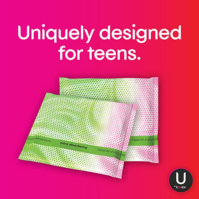 U by Kotex Teen Ultra Thin Pads with Wings, Extra Absorbency