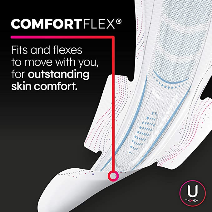 U by Kotex AllNighter Ultra Thin Pads with Wings, Overnight Absorbency