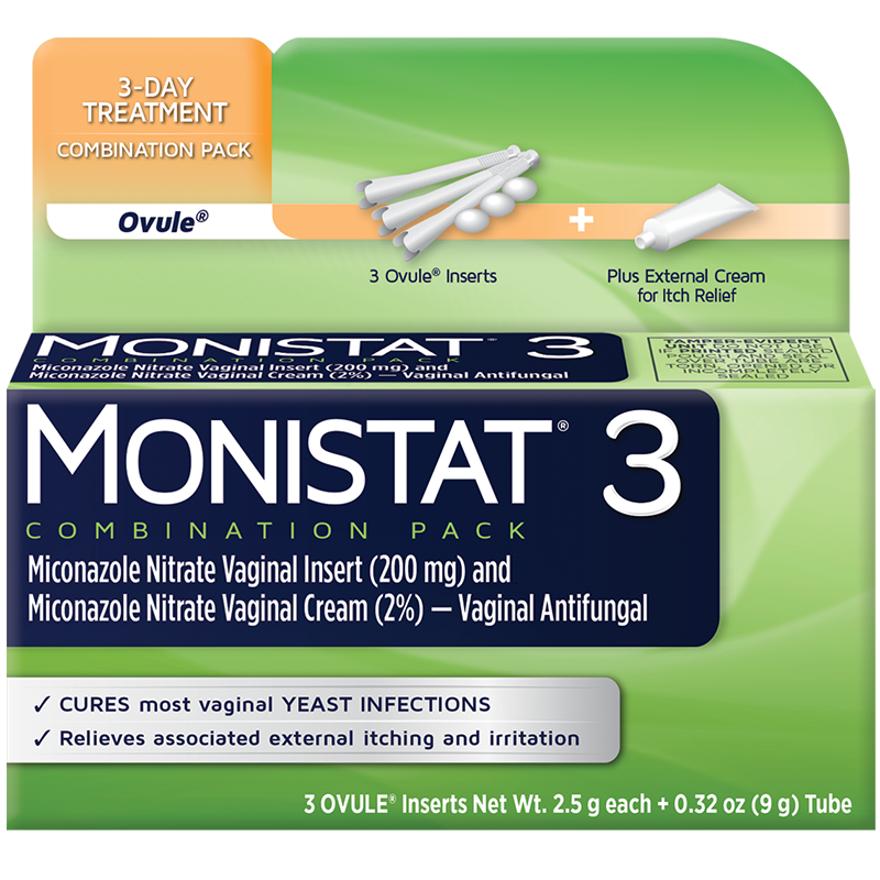Monistat 3-Day Treatment Vaginal Cream, 363736044869, Combination Pack Ovules - 1 Each