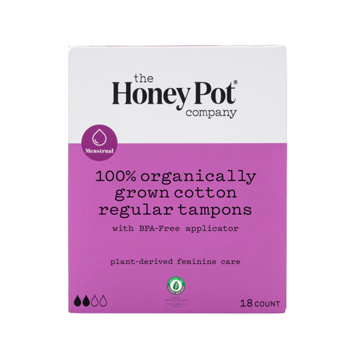 The Honey Pot Organic Cotton Tampons, Regular Absorbency, 8513, Case of 216 (12 Boxes)
