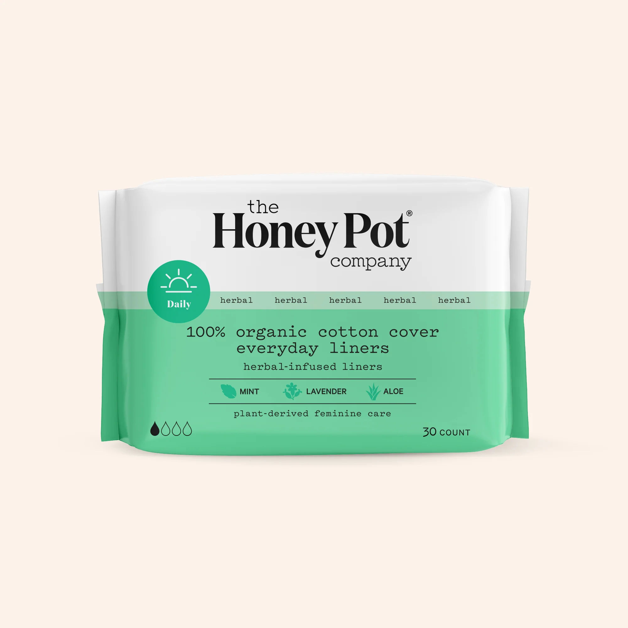 The Honey Pot Organic Cotton Herbal Liners, Light Absorbency