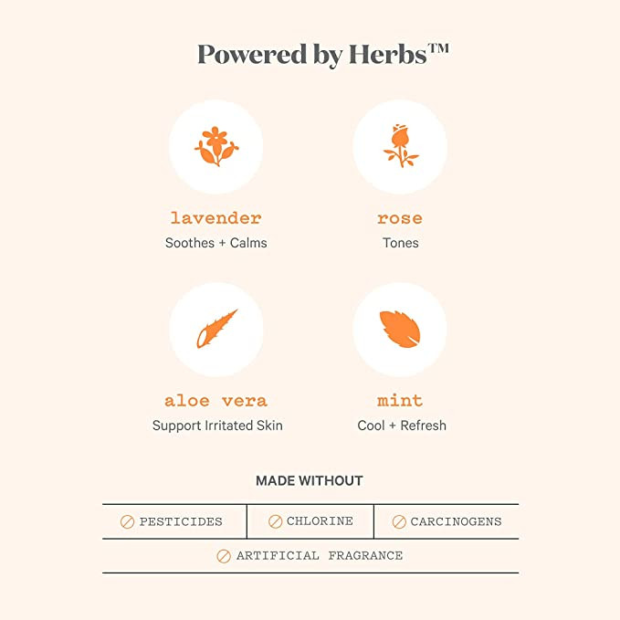 The Honey Pot Organic Cotton Herbal Pads with Wings, Super Absorbency