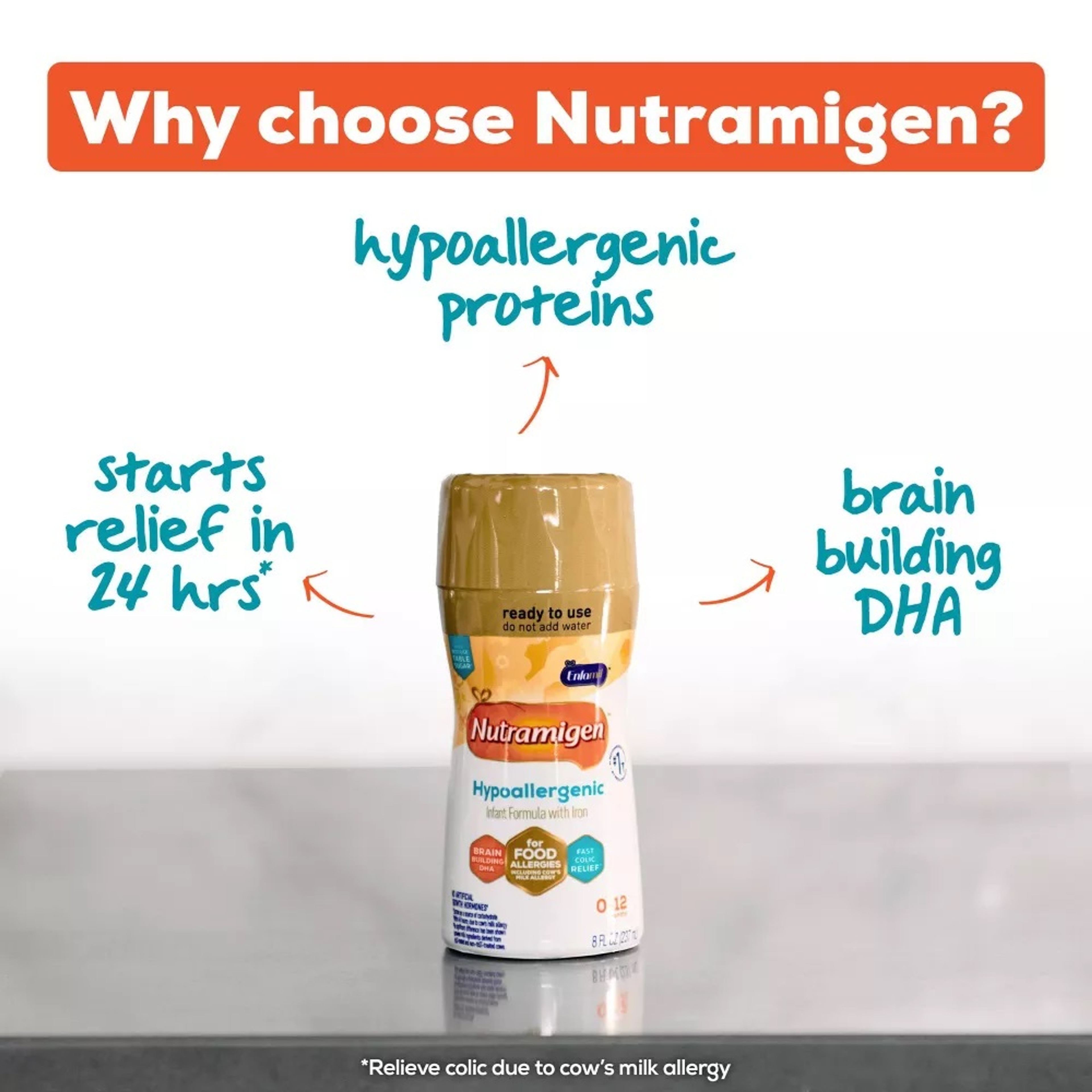 Enfamil Nutramigen Hypoallergenic Infant Formula with Iron, Ready-to-Use Liquid, 32 oz.