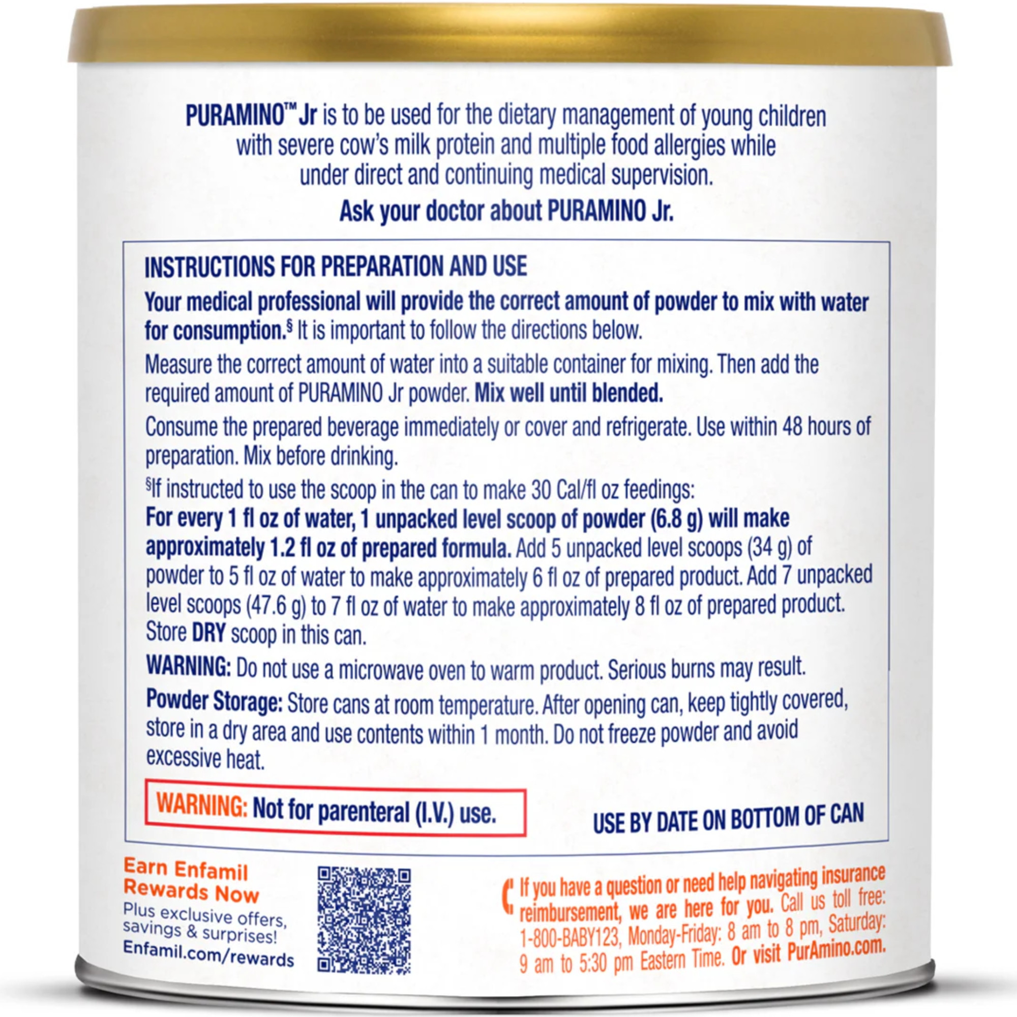 PurAmino Jr Medical Food Amino-Based Nutrition Powder, Vanilla