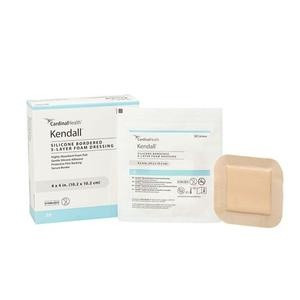 Cardinal Health Kendall Silicone Bordered 5-Layer Foam Dressing, 4 X 8", BFM48, Box of 5