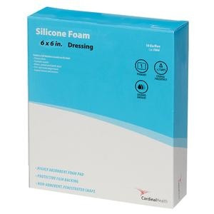 Cardinal Health Kendall Silicone Non-Bordered Foam Wound Dressing, 6 X 6", FM66, Box of 10