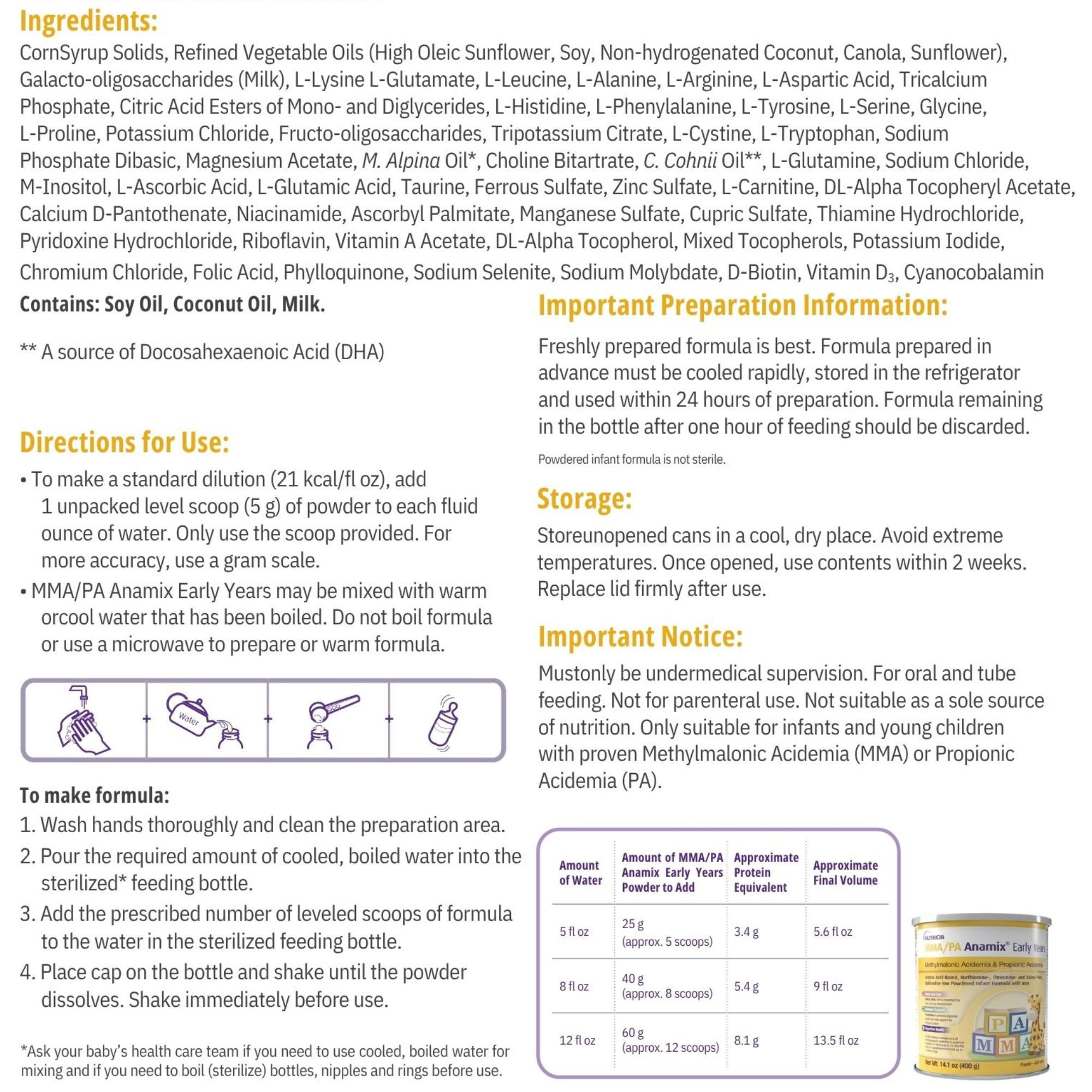 Nutricia MMA/PA Anamix Early Years Powdered Infant Formula with Iron, 400g