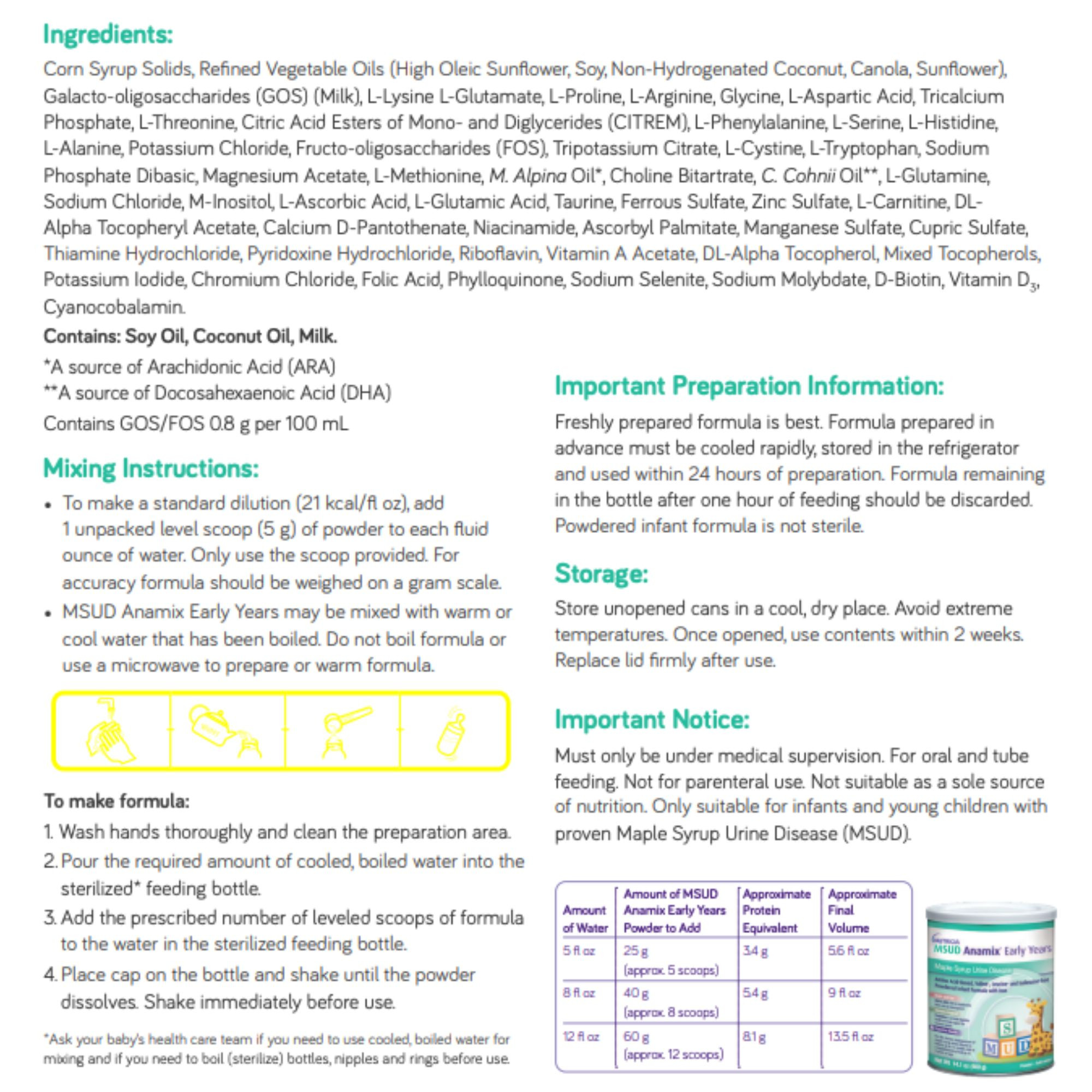 Nutricia MSUD Anamix Infant Powdered Formula, 400 g