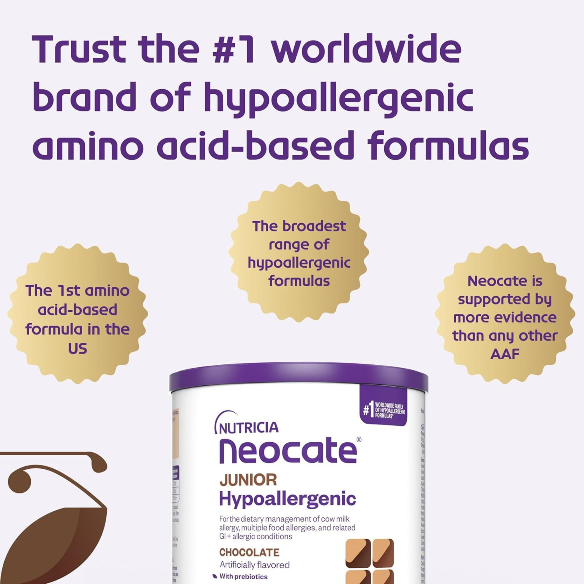 Nutricia Neocate Junior Amino-Acid Based Nutritionally Complete Powdered Formula, Chocolate, 14.1 oz., 133283, 1 Each