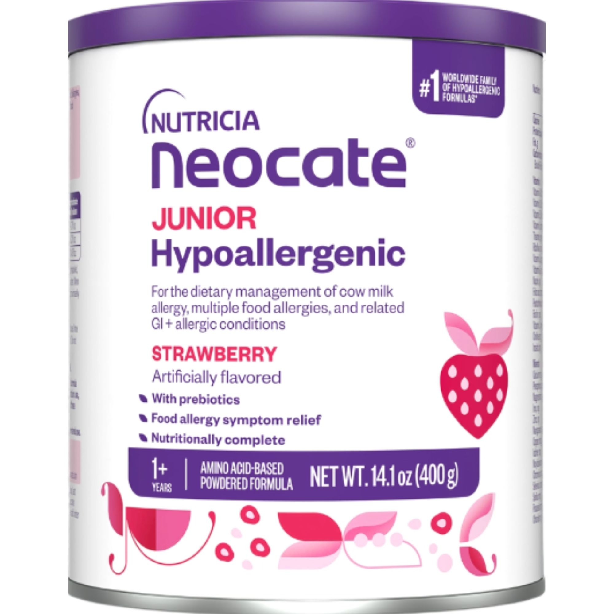 Nutricia Neocate Junior Amino-Acid Based Nutritonally Complete Powdered Formula, Strawberry, 14.1 oz., 133280, 1 Each