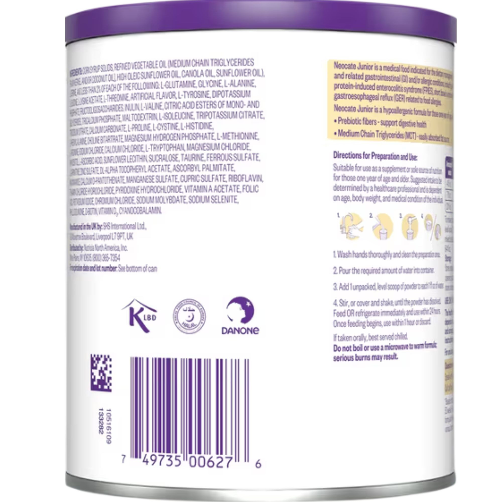 Nutricia Neocate Junior Amino-Acid Based Nutritonally Complete Powdered Formula, Vanilla, 14.1 oz., 133282, 1 Each