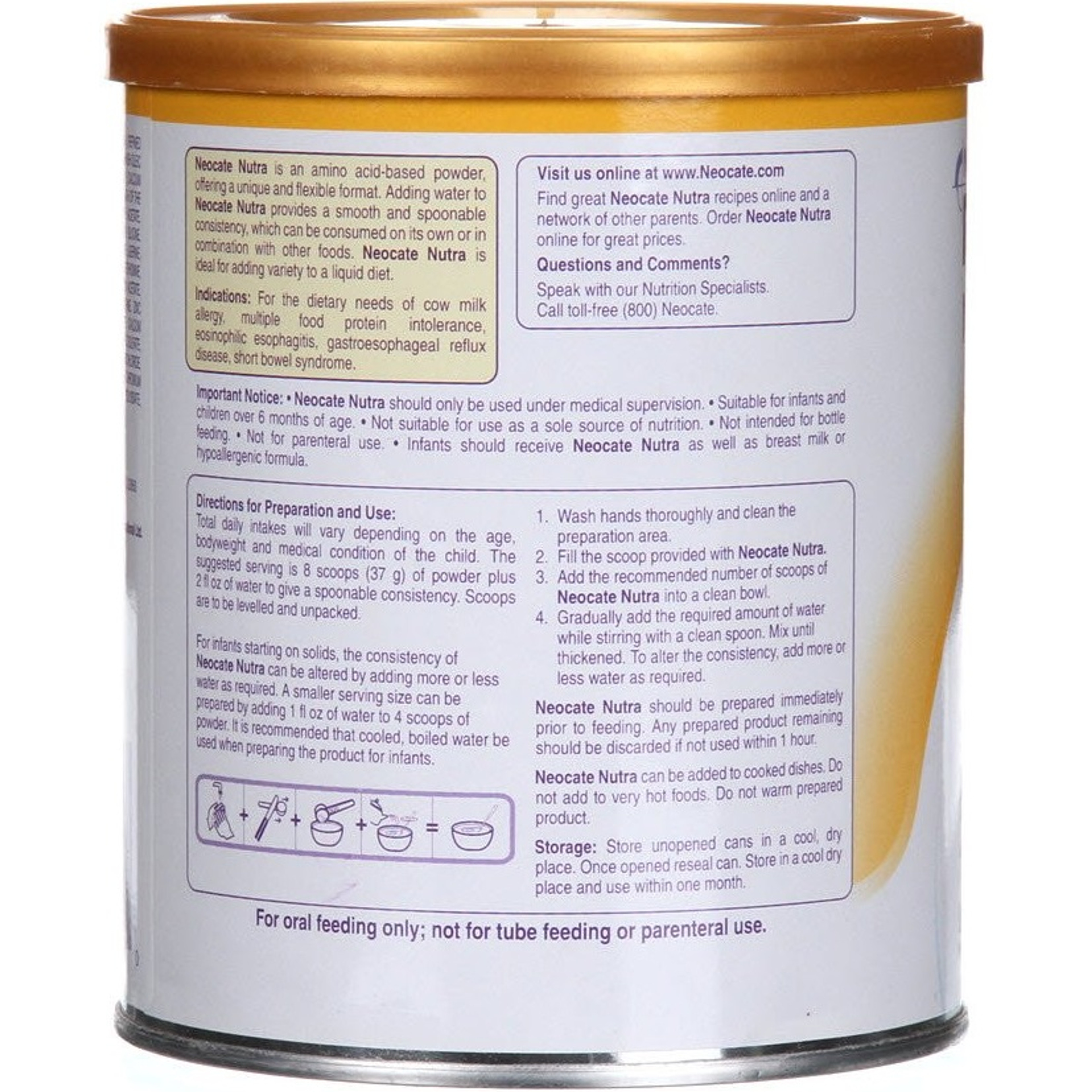 Nutricia Neocate Nutra Amino Acid Based Hypoallergenic Solid Food