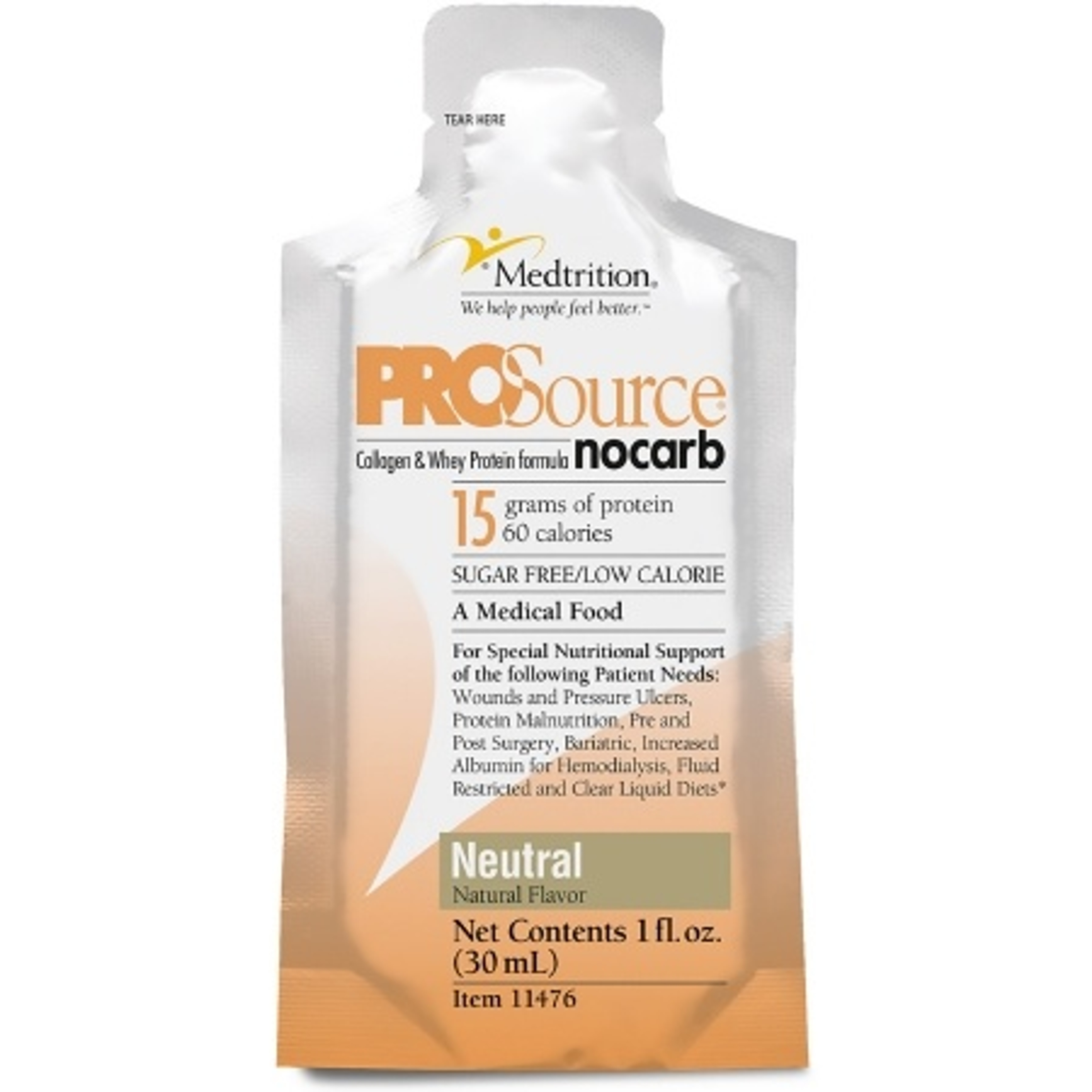 ProSource NoCarb Protein Supplement,  Unflavored, 1 oz., 11476, Case of 100