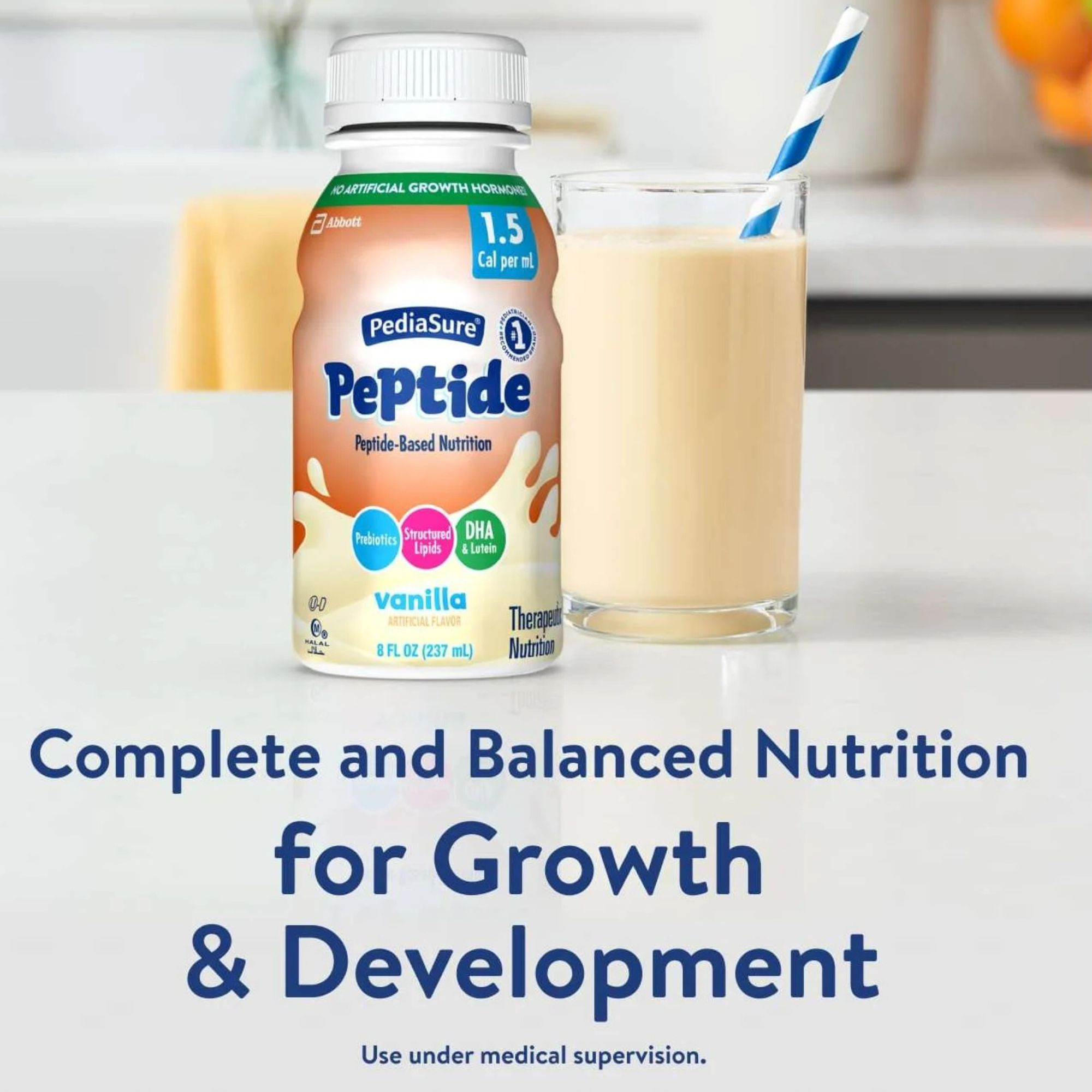 PediaSure Peptide 1.5 Peptide-Based Nutrition Oral Supplement & Tube Feeding Formula, Vanilla, 8 oz.