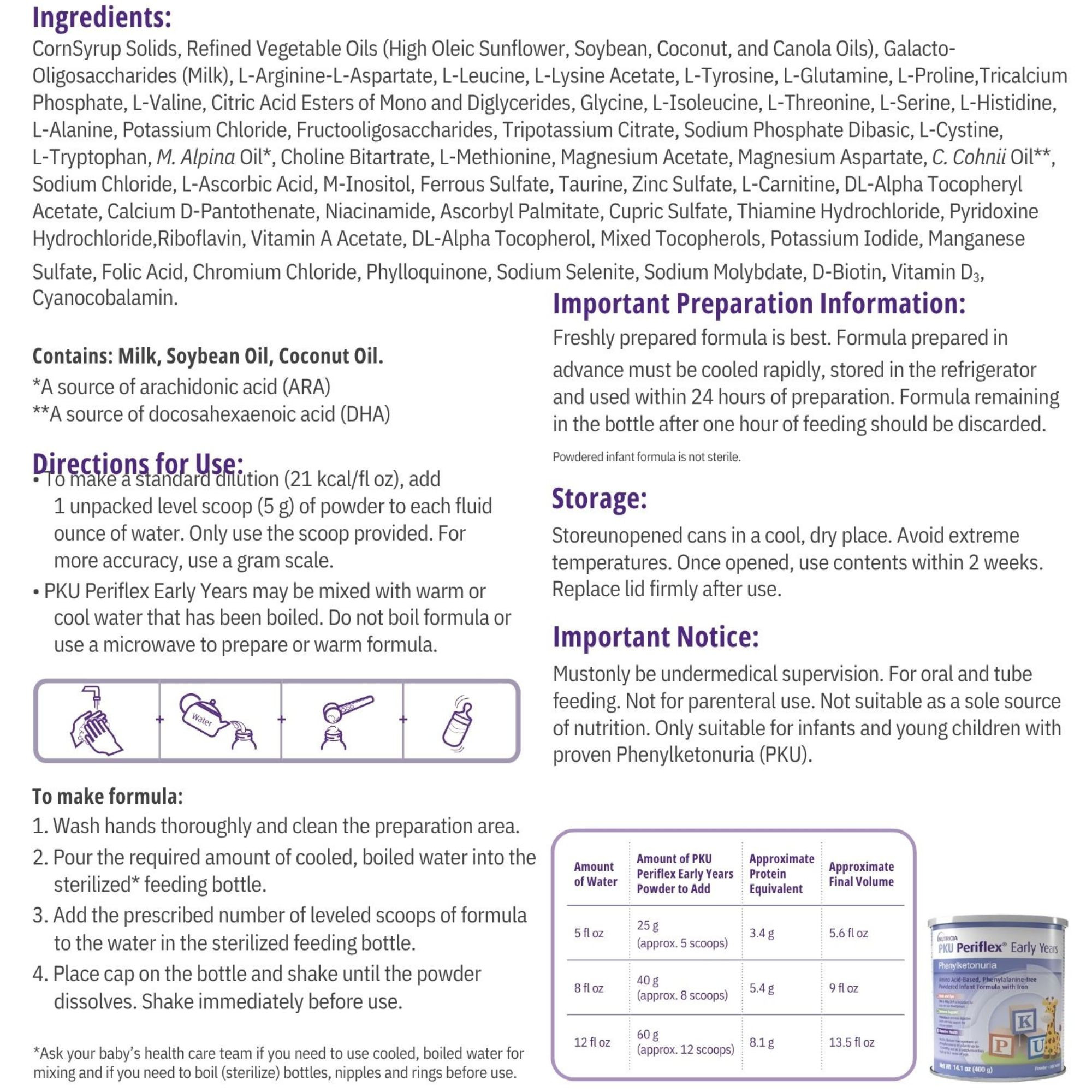 Nutricia PKU Periflex Early Years Powdered Formula, 400 Grams