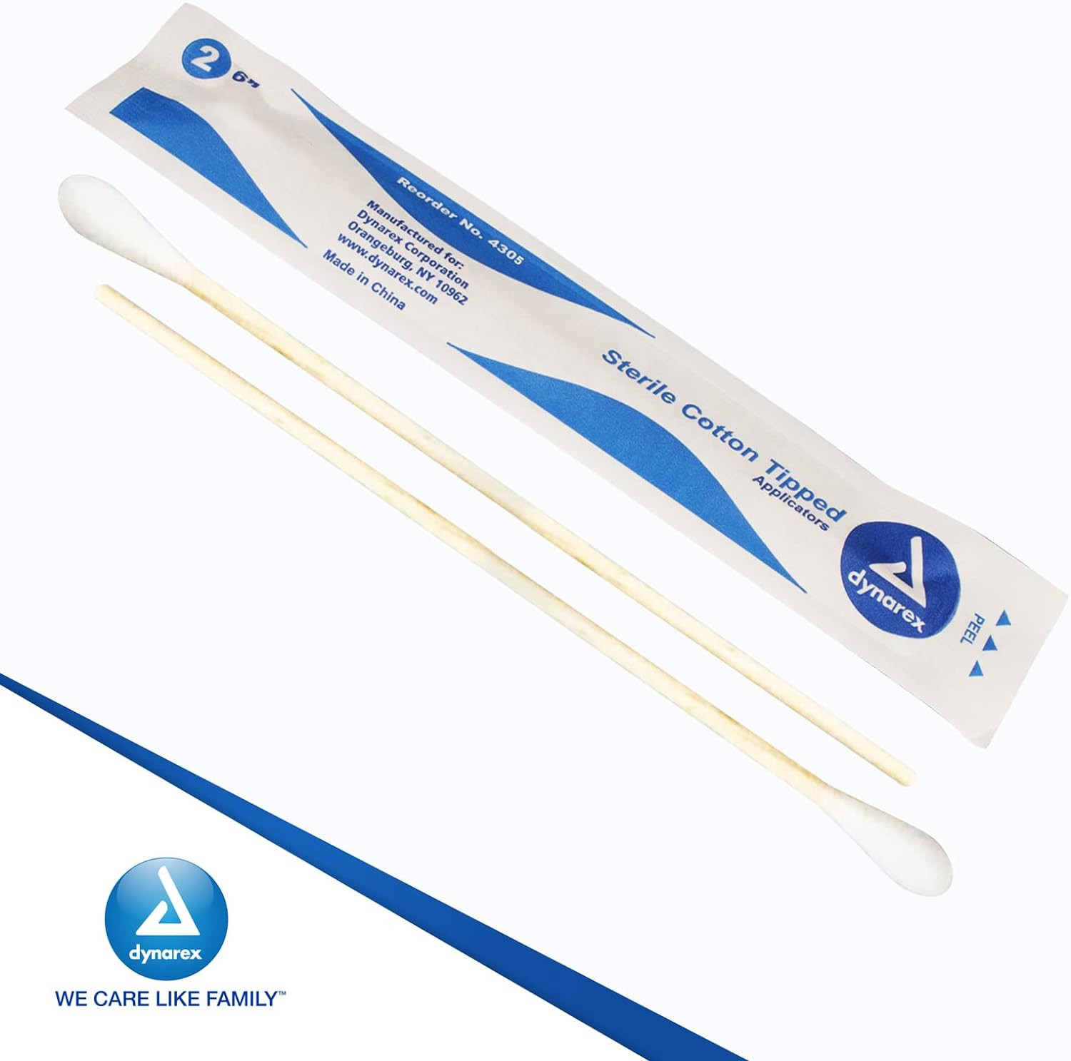 Dynarex Cotton Tipped Applicator with Wood Shaft, 4305, Box of 100