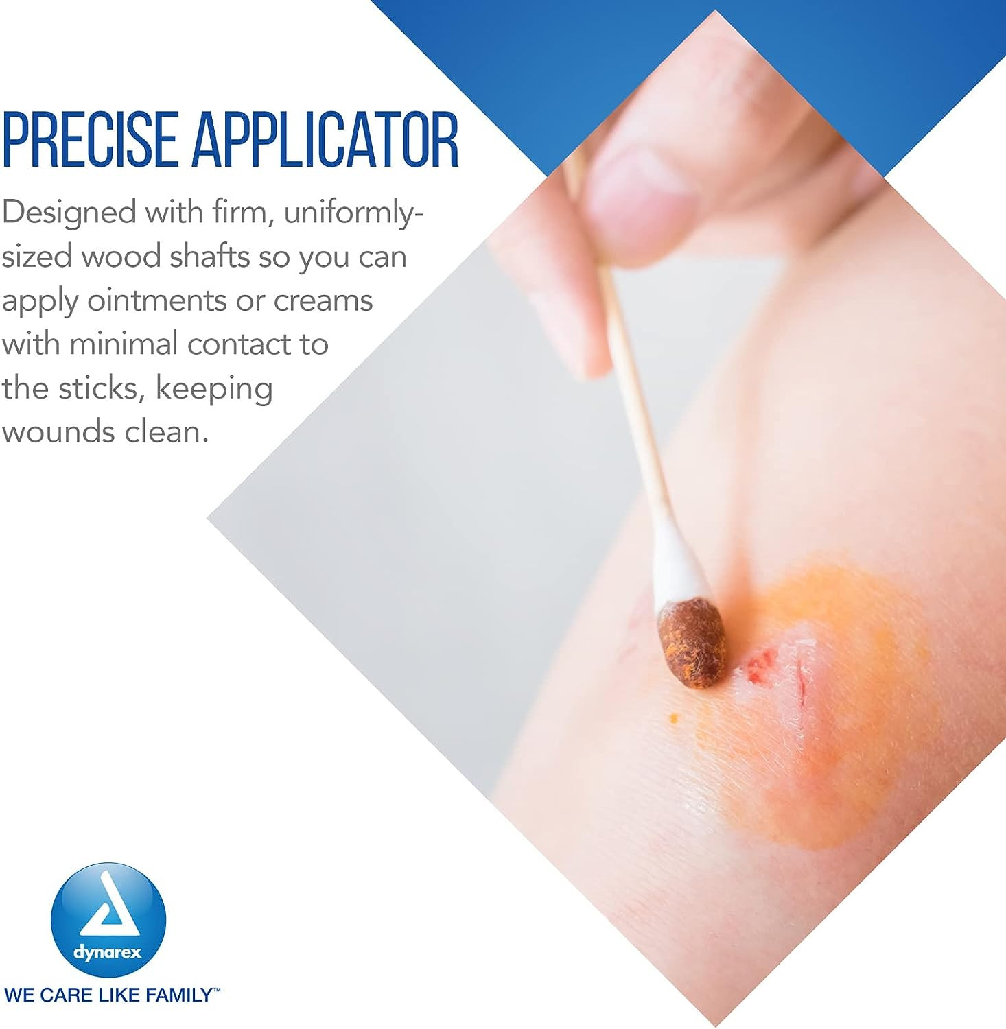 Dynarex Cotton Tipped Applicator with Wood Shaft, 4305, Box of 100