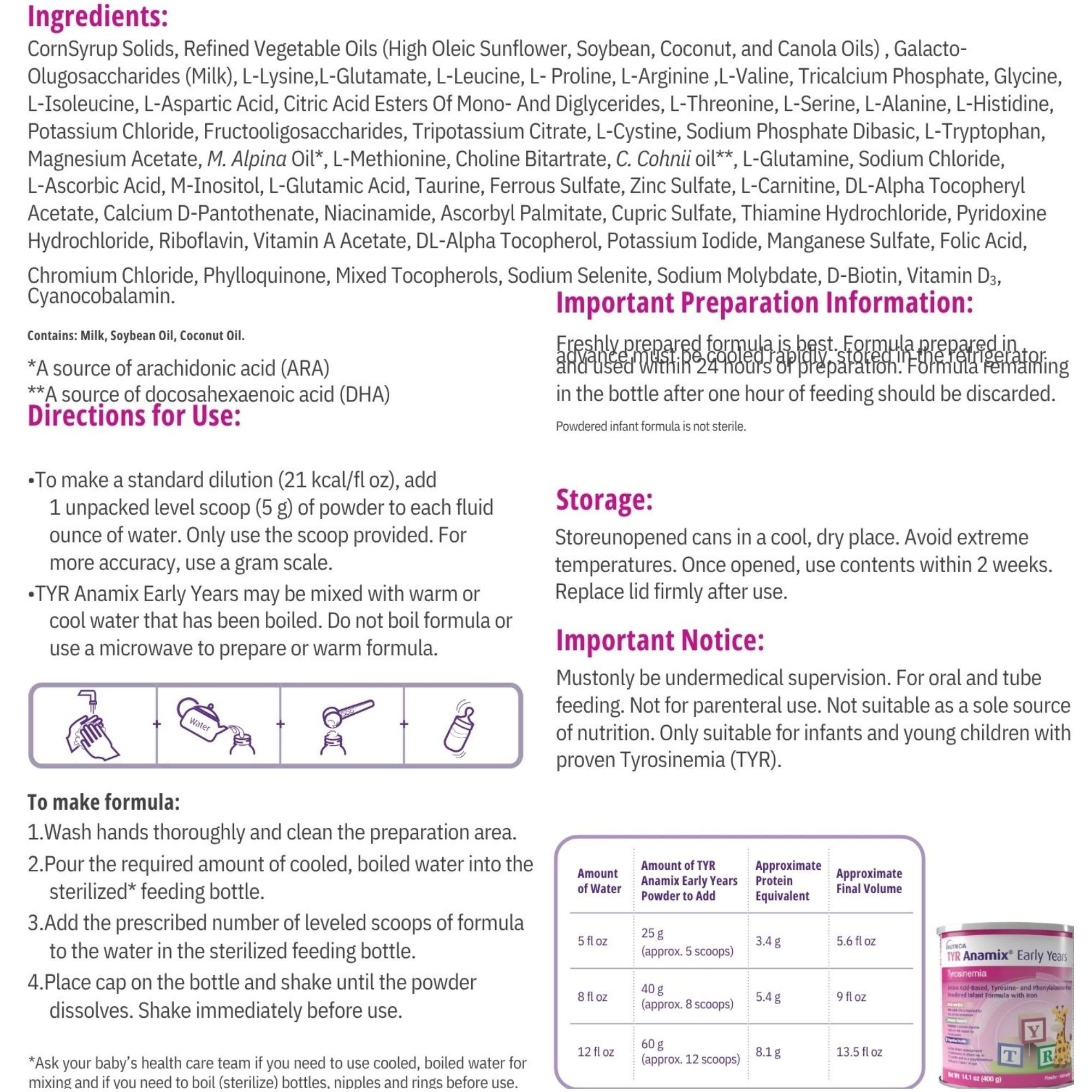 Nutricia TYR Anamix Early Years Infant Formula, 14.1 oz.
