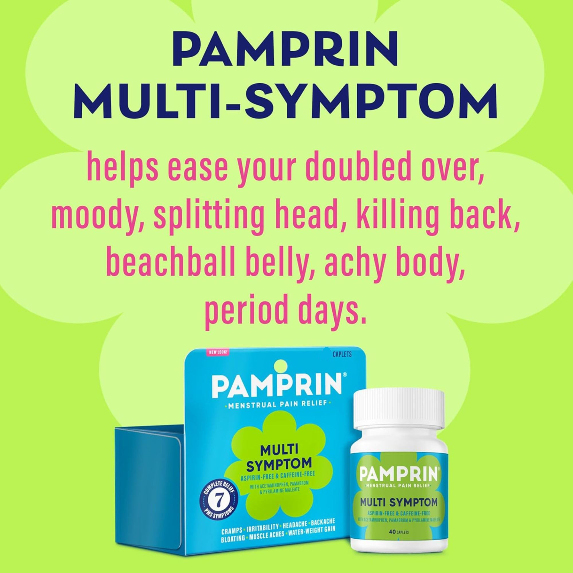 Pamprin Multi-Symptom Menstrual Pan Relief, Maximum Strength, 30031, 20 Caplets - 1 Box