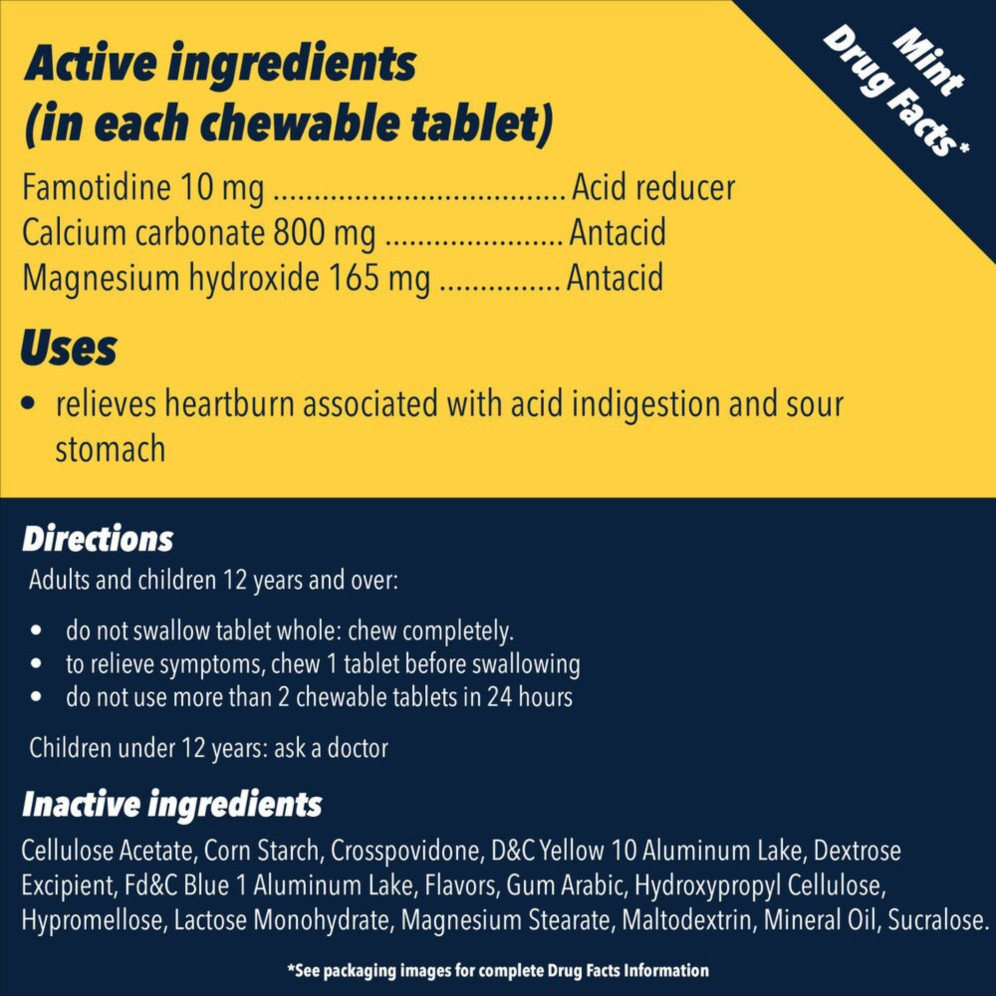 Pepcid Complete Dual Action Chewable Acid Reducer Tablet, Cool Mint, 25 Tablets, 088825, 1 Each