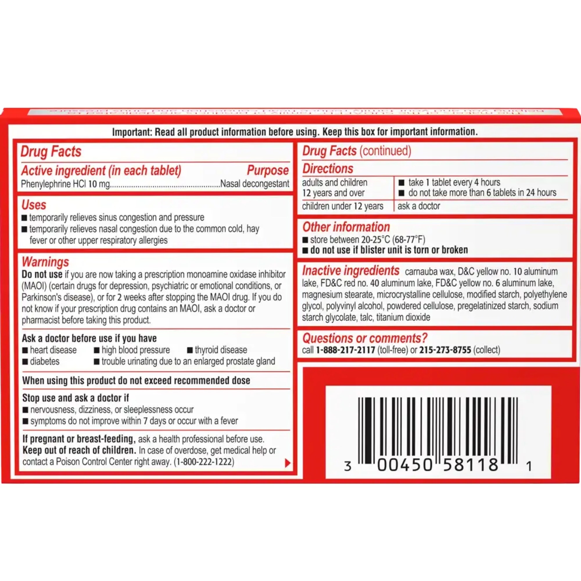 Sudafed PE Sinus Congestion Relief, Maximum Strength, 36 Tablets