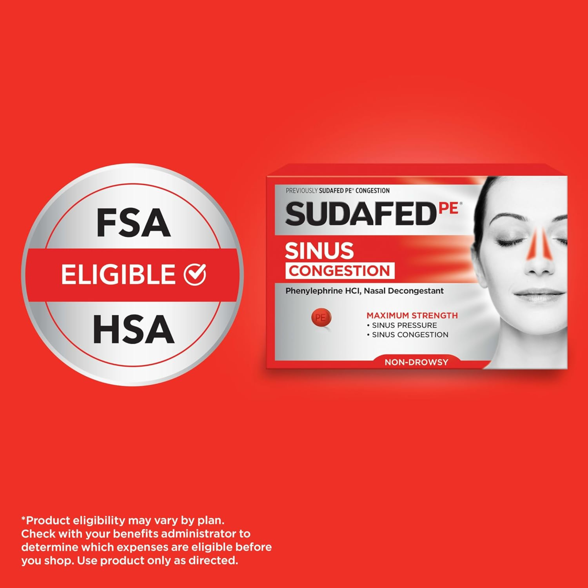 Sudafed PE Sinus Congestion Relief, Maximum Strength, 36 Tablets