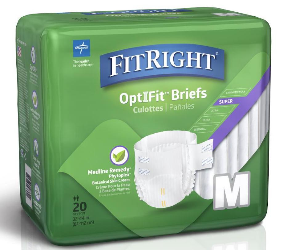 FitRight Restore Super Incontinence Briefs with Remedy Phytoplex, Maximum Absorbency, FITRESTOREMDZ, Size M (32"-44") - Bag of 20