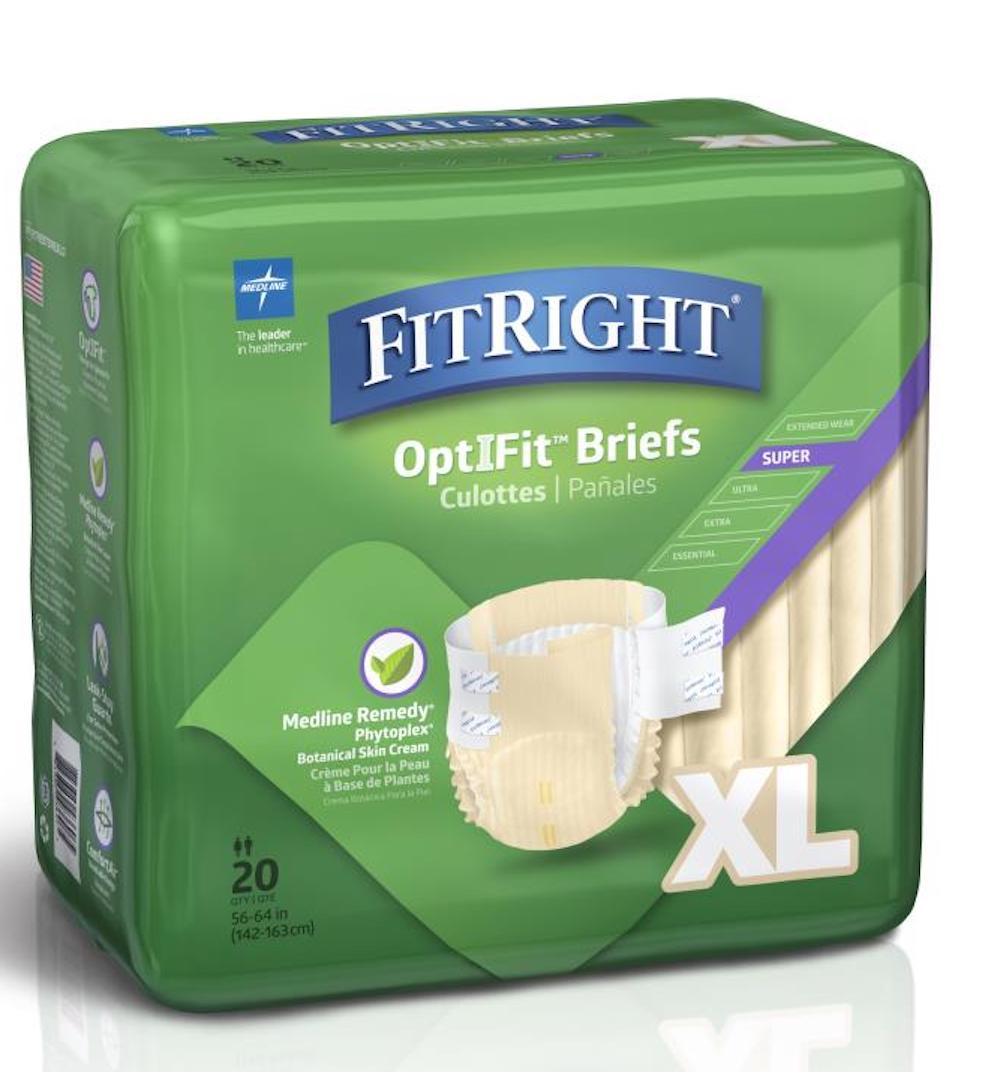 FitRight Restore Super Incontinence Briefs with Remedy Phytoplex, Maximum Absorbency, FITRESTOREXLG, Size XL (56"-64") - Case of 80