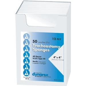 Dynarex Tracheostomy Sponge, 12 Ply, 4" X 4", 4612, 4 X 4 inches -  Box of 50
