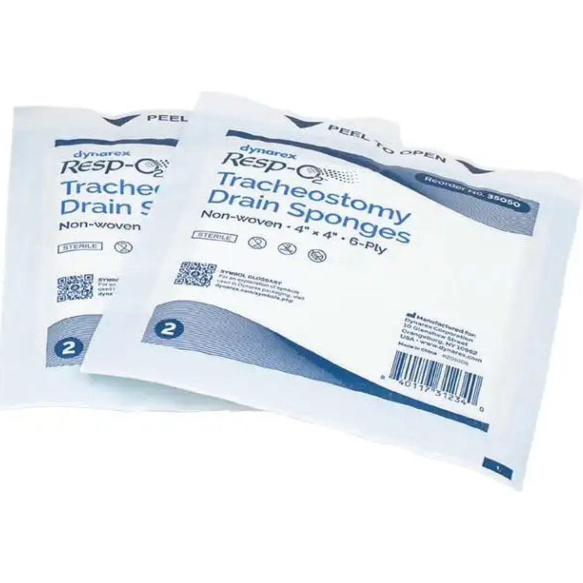 Dynarex Tracheostomy Sponge, 12 Ply, 4" X 4"