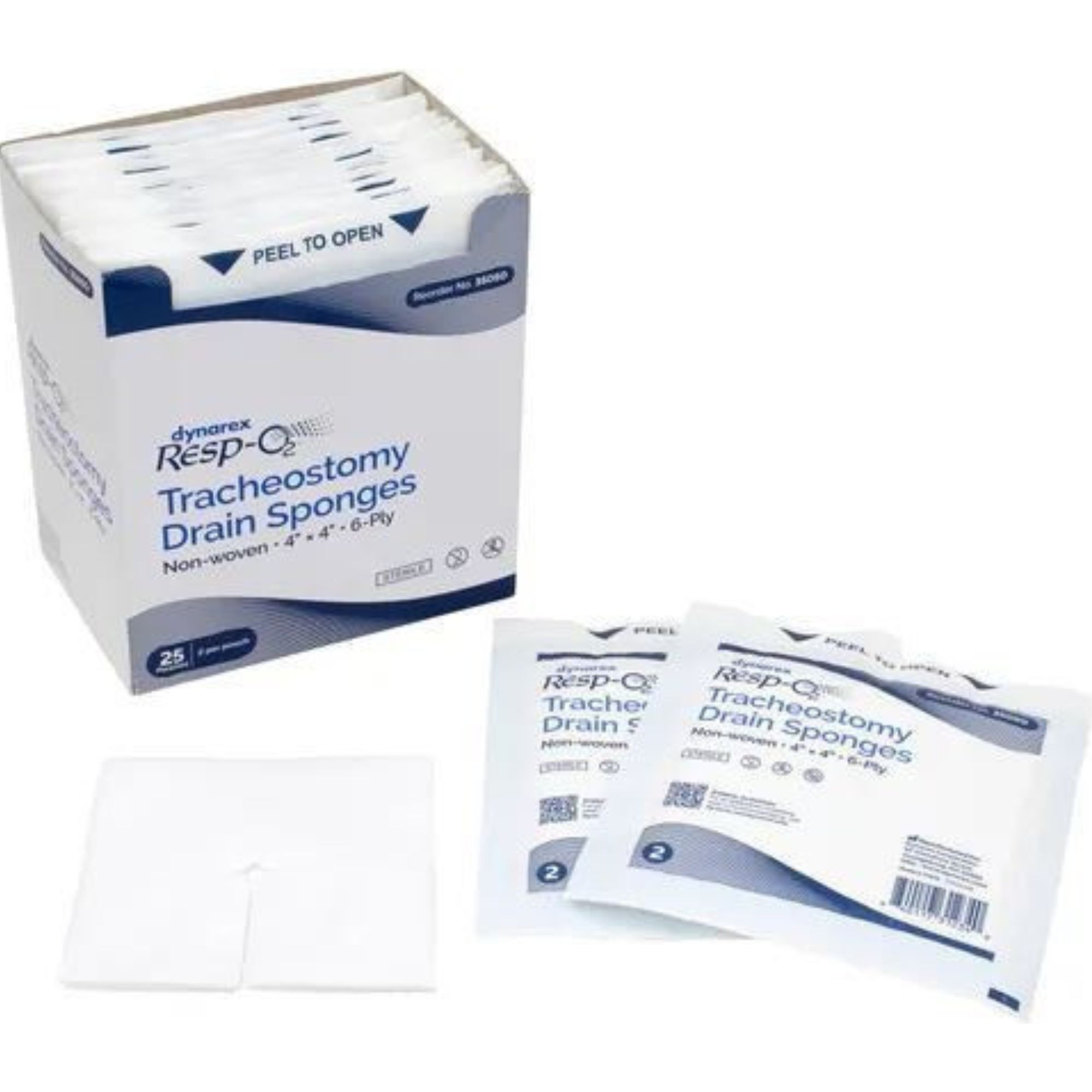 Dynarex Tracheostomy Sponge, 12 Ply, 4" X 4", 4612, 4 X 4 inches -  Box of 50
