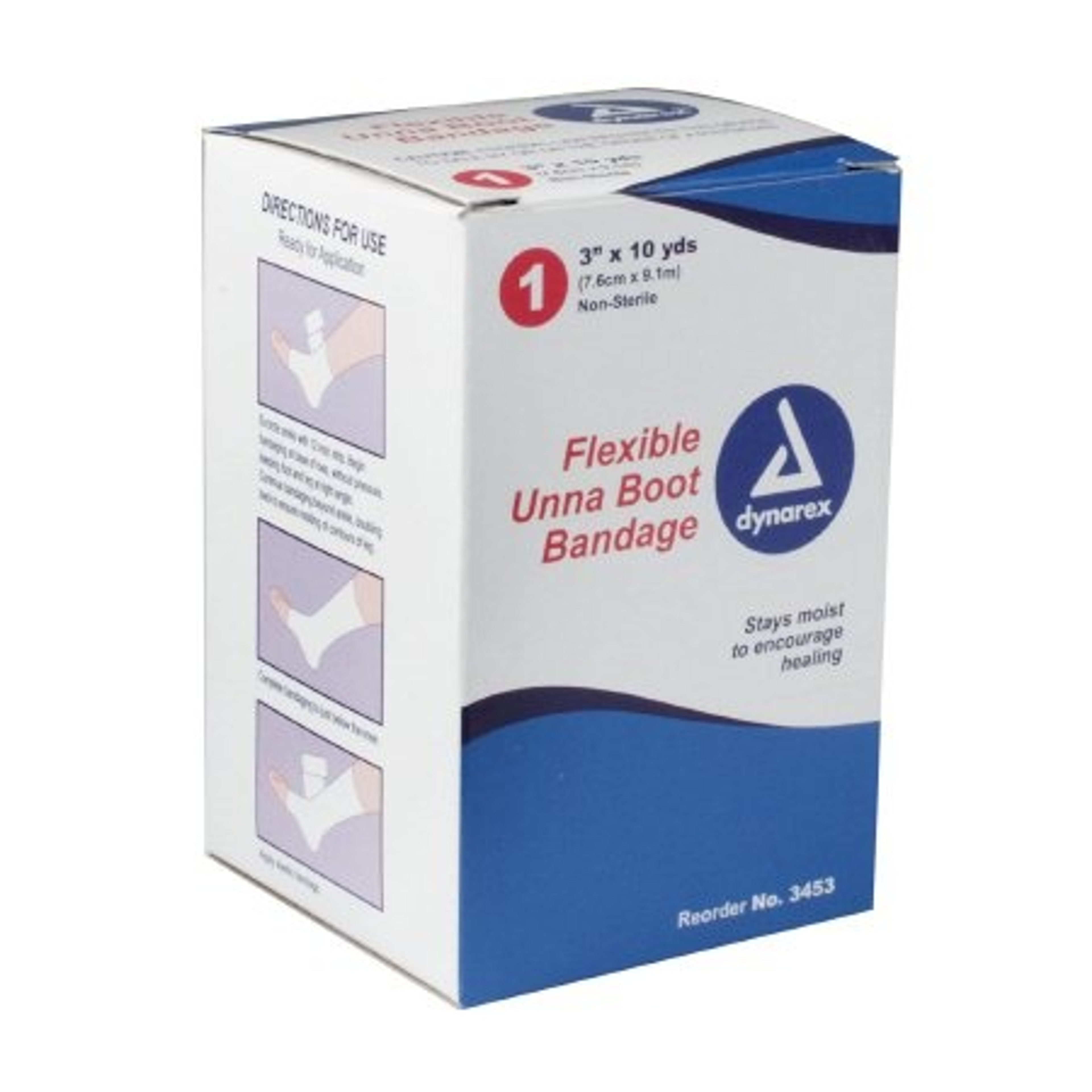 Dynarex Flexible Unna Boot Bandage, 3" x 10 yds, 3453, Case of 12