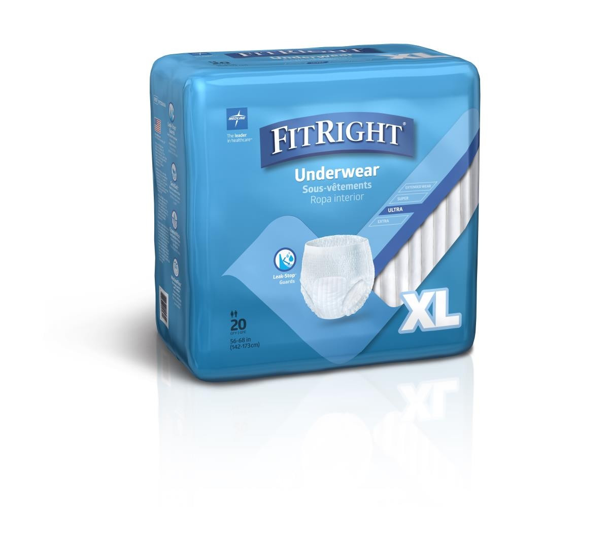 FitRight Ultra Protective Underwear, Moderate Absorbency, FIT23600AZ, XL (56"-68") - Bag of 20