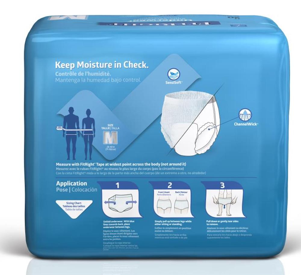 Medline Protection Plus Classic Protective Underwear, Moderate Absorbency, MSC23005H, M (28"-40") - Bag of 20