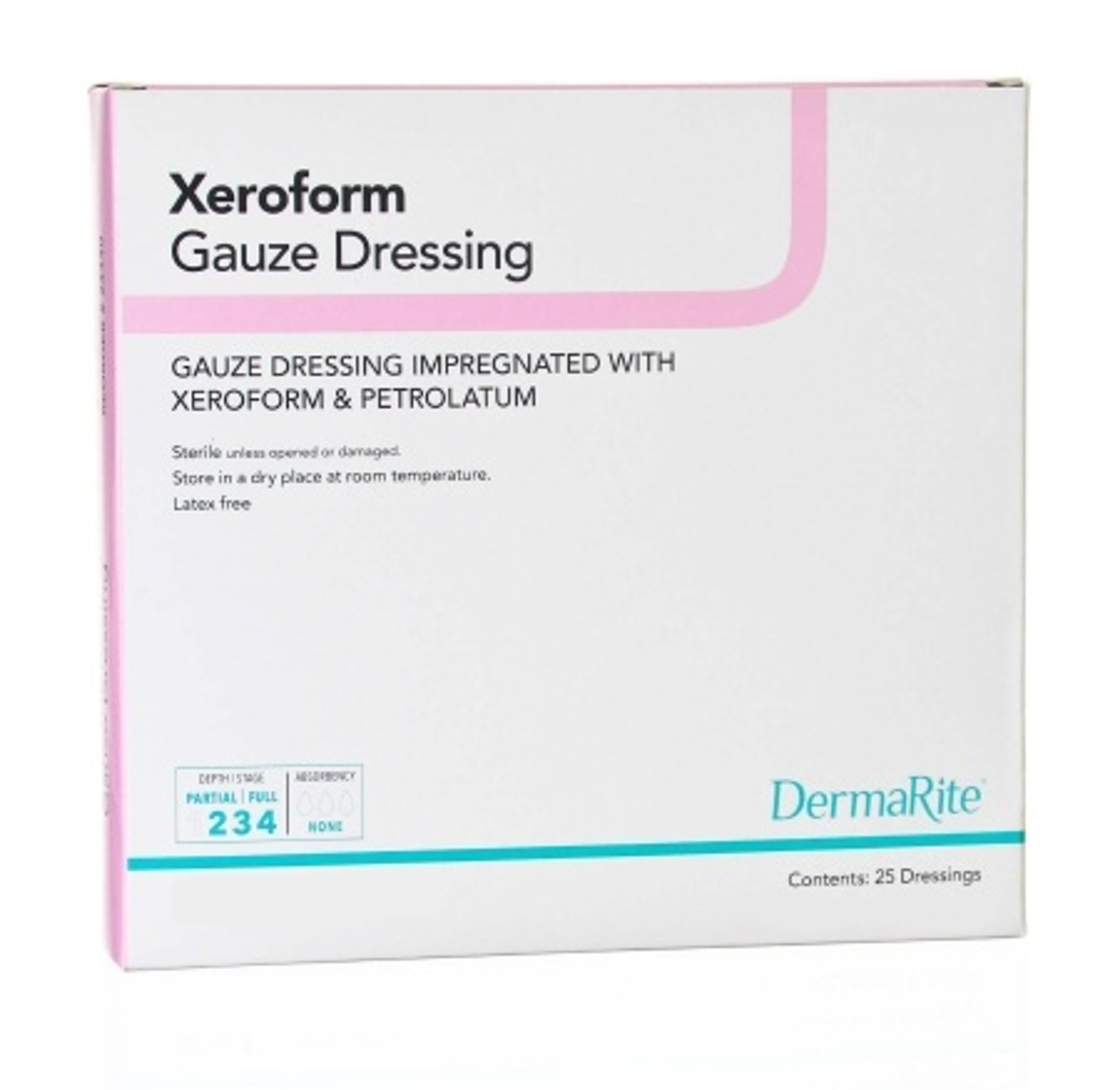 DermaRite Xeroform Impregnated Gauze Dressing, Sterile, 2 X 2", 24220, Box of 25