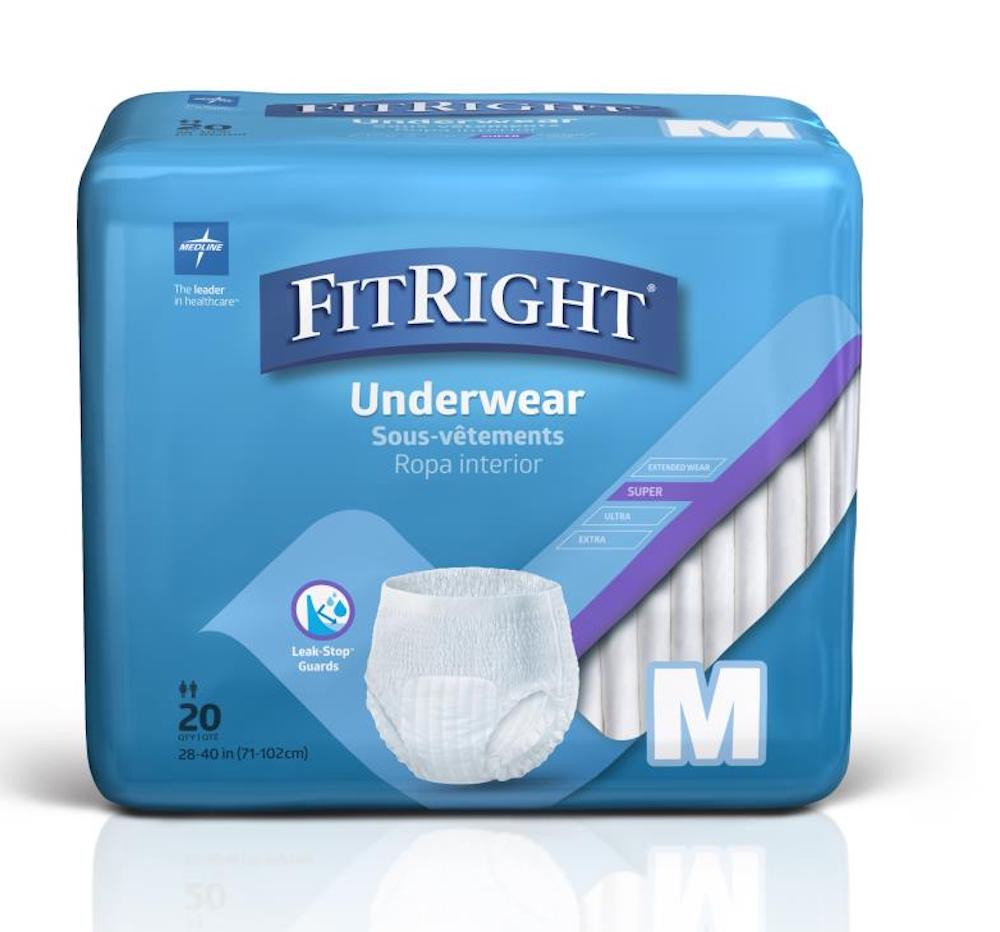FitRight Protective Underwear, Super Absorbency, FIT33005AZ, M (28"-40") - Bag of 20