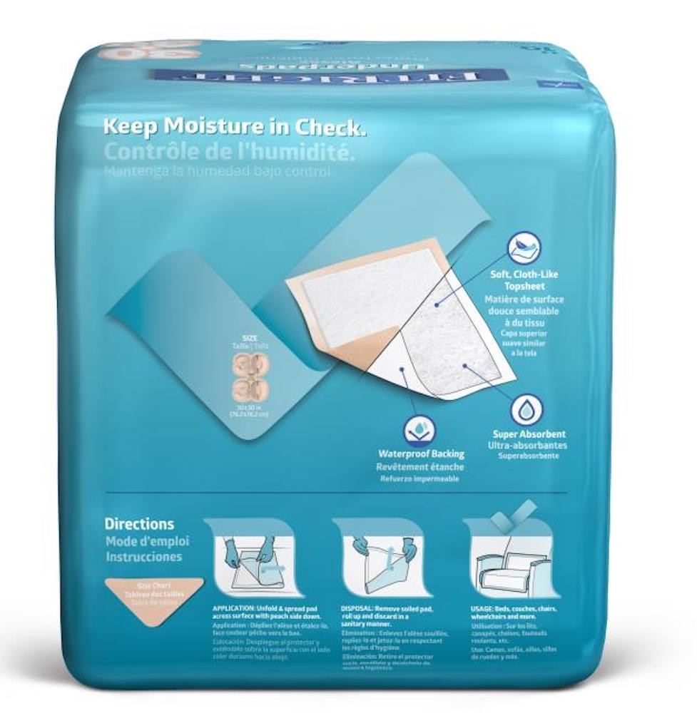 FitRight Ultra Underpads, Heavy Absorbency, MUP2000FZ, 30" X 36" - Bag of 10