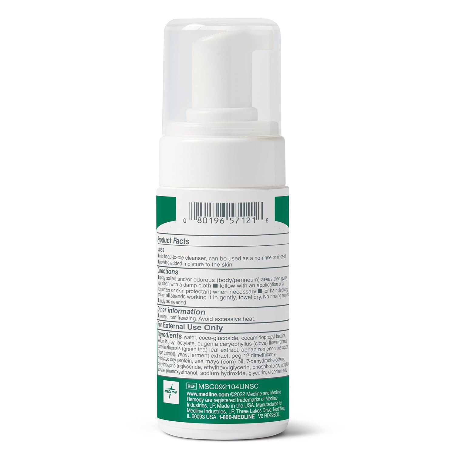 Medline Remedy Phytoplex No-Rinse Foam Cleanser, Pump Bottle, MSC092104, 4 oz. - Case of 24