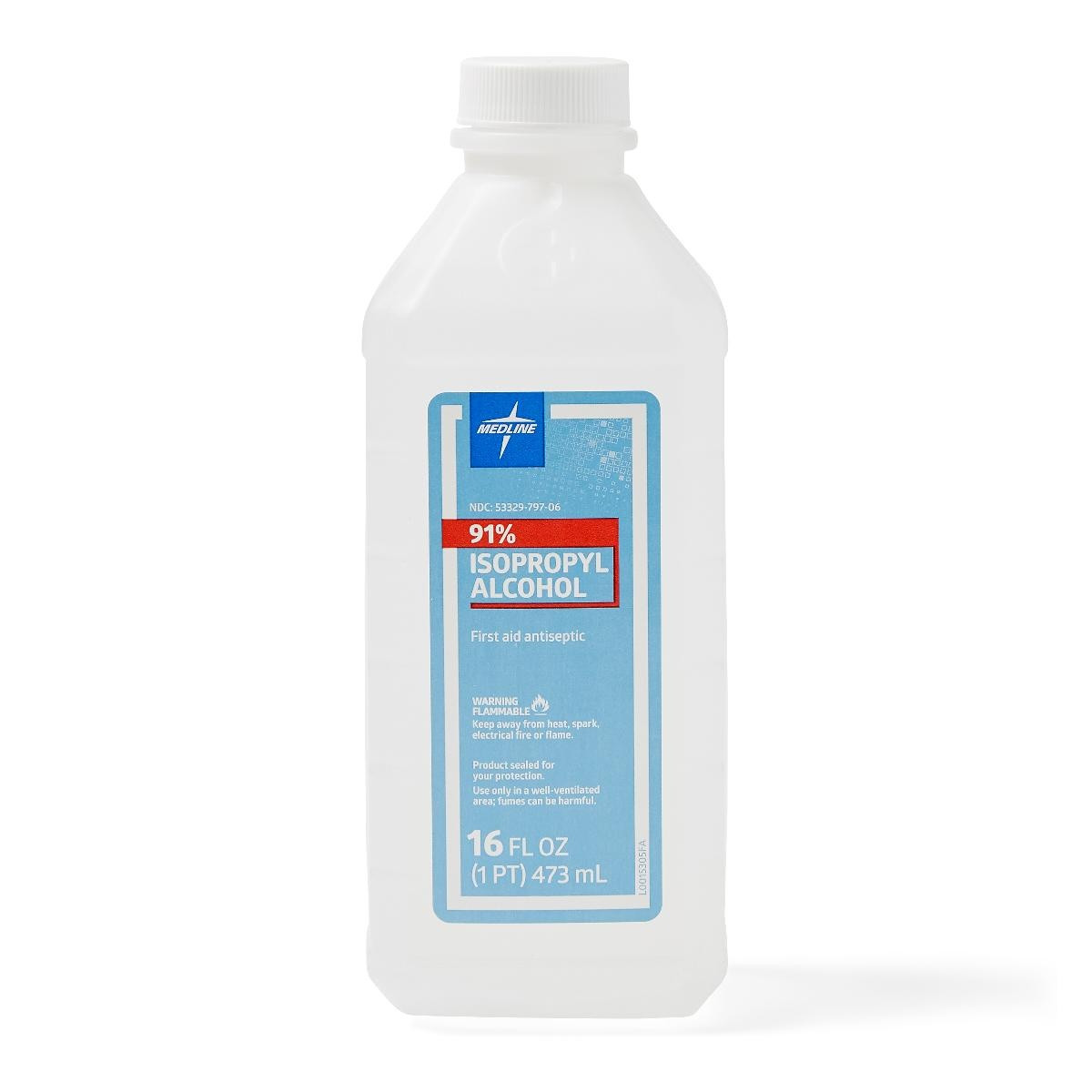 Medline 91% Isopropyl Alcohol, 16 oz., MDS098012, 16 oz. - Case of 12