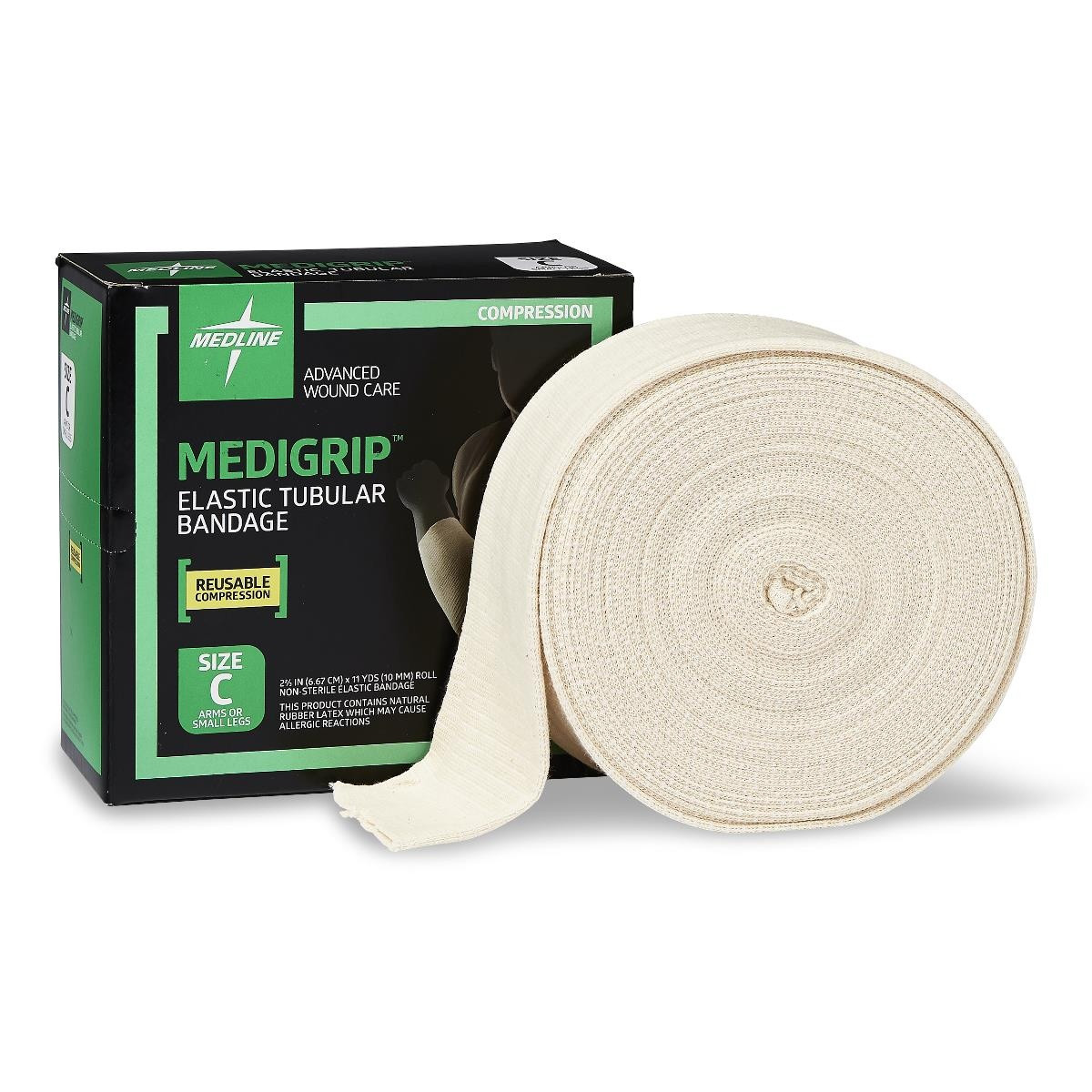 Medigrip Elastic Latex Tubular Support Bandage, Size C, MSC9502, 2 5/8"W (6.8 cm) - 1 Roll