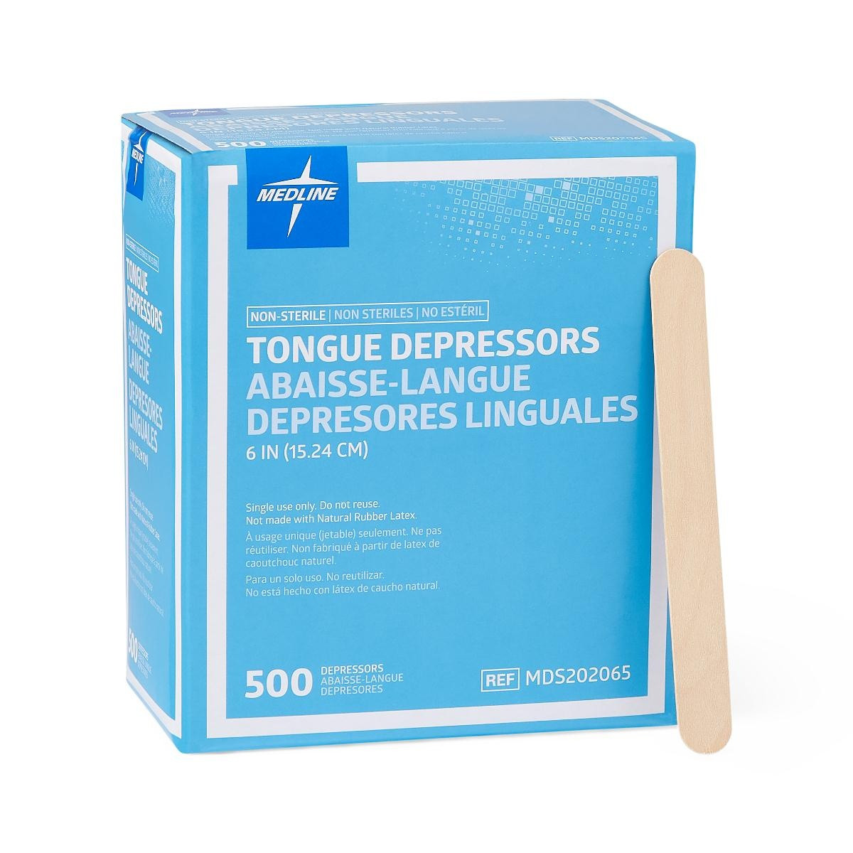 Medline Non-Sterile Tongue Depressor, 6", MDS202065H, Box of 500